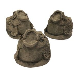 Telle M. Stein Set of 3 Fish Goldfish Koi Hungry Mouth Resin Figurine 2005